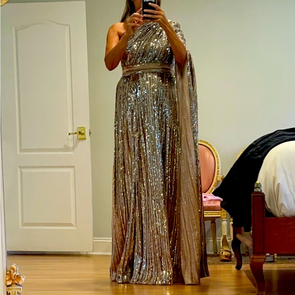 Glamorous Silver Sequin One-Shoulder Dress